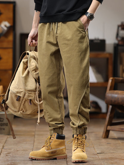 Pantaloni cargo da uomo casual con coulisse in vita