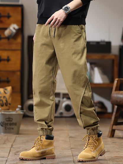 Pantaloni cargo da uomo casual con coulisse in vita