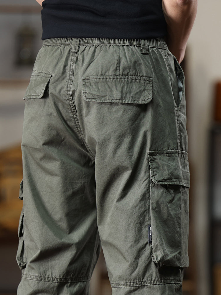 Pantalon cargo décontracté pour homme, multipoches et taille élastique