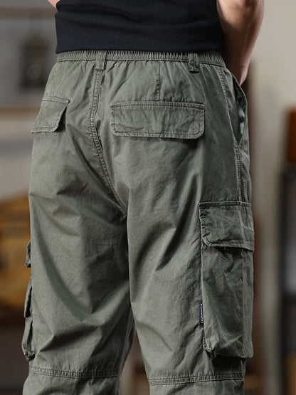 Pantalon cargo décontracté pour homme, multipoches et taille élastique