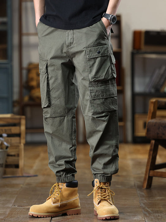 Lässige Cargohose für Herren mit mehreren Taschen und elastischem Bund