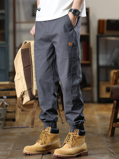 Men's Patch‑Label Elastic Cuff Tapered Cargo Pants