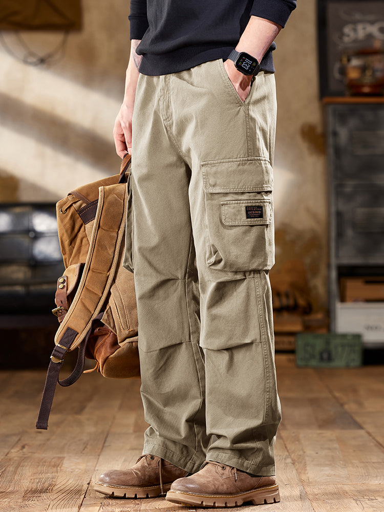 Vintage-inspirierte Cargohose mit mehreren Taschen und geradem Bein für Herren
