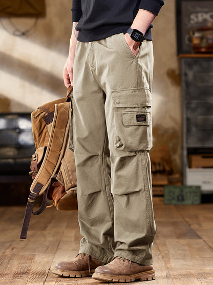Vintage-inspirierte Cargohose mit mehreren Taschen und geradem Bein für Herren
