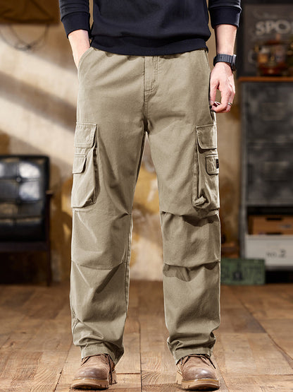 Vintage-inspirierte Cargohose mit mehreren Taschen und geradem Bein für Herren