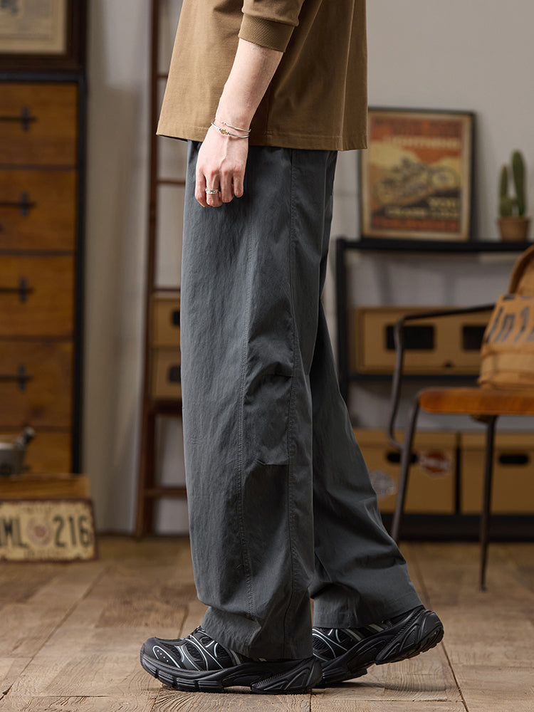 Pantalon décontracté homme coupe ample jambes larges en coton-nylon