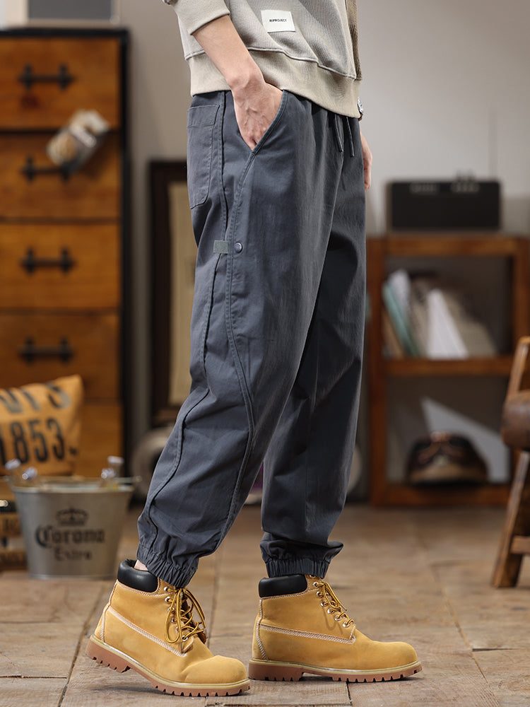 Pantaloni cargo da uomo casual con coulisse in vita