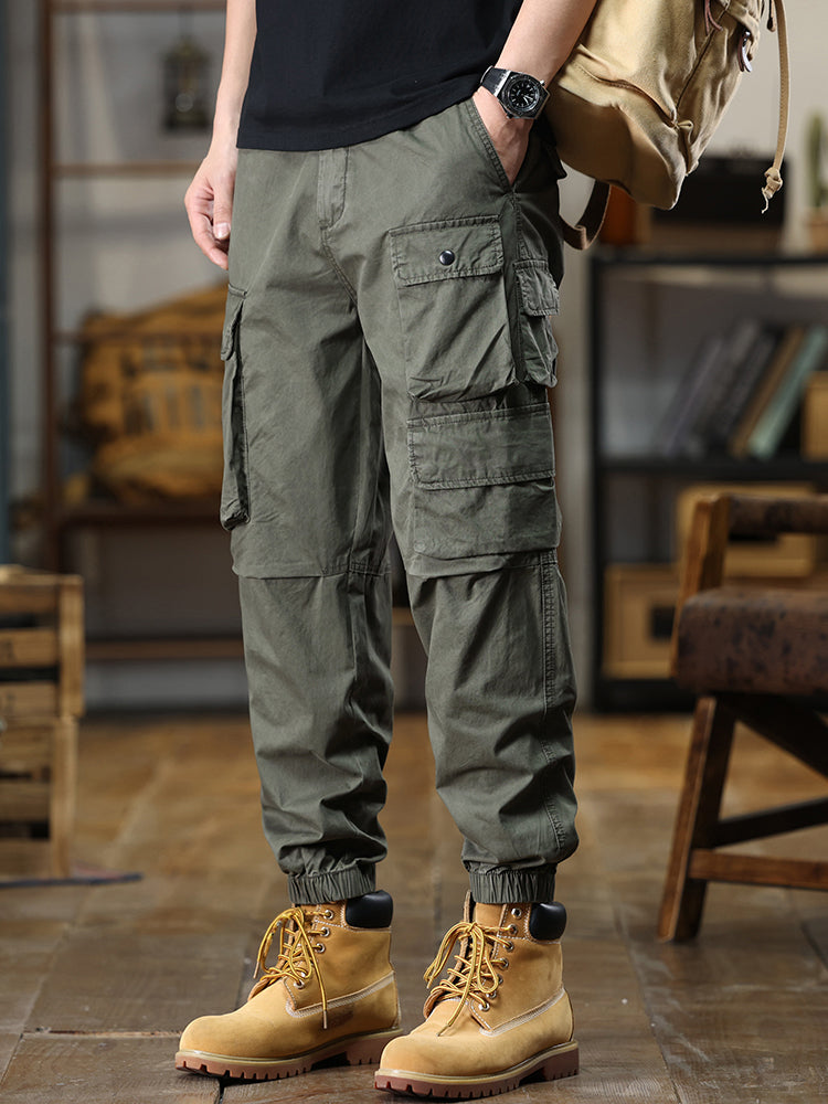 Pantalon cargo décontracté pour homme, multipoches et taille élastique