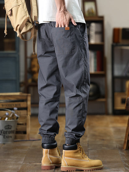 Men's Patch‑Label Elastic Cuff Tapered Cargo Pants