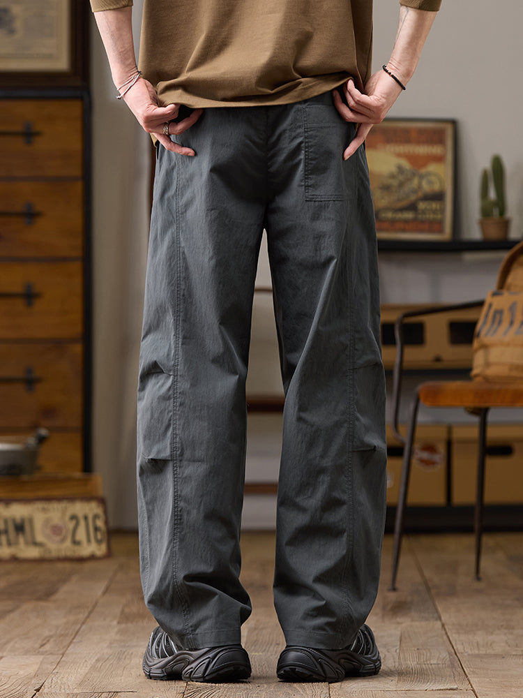 Pantalon décontracté homme coupe ample jambes larges en coton-nylon