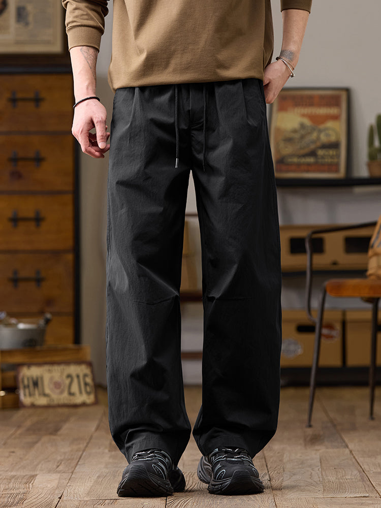 Pantaloni casual da uomo a gamba larga in cotone e nylon, vestibilità comoda