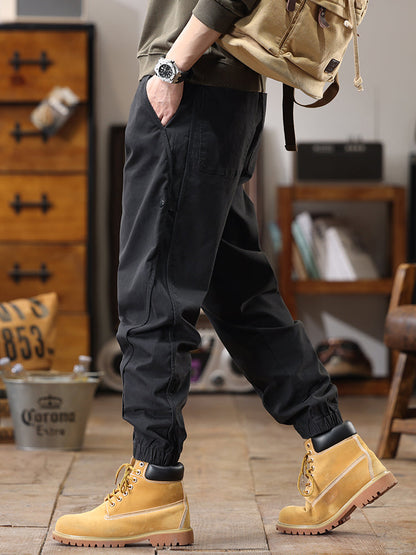 Pantaloni cargo da uomo casual con coulisse in vita