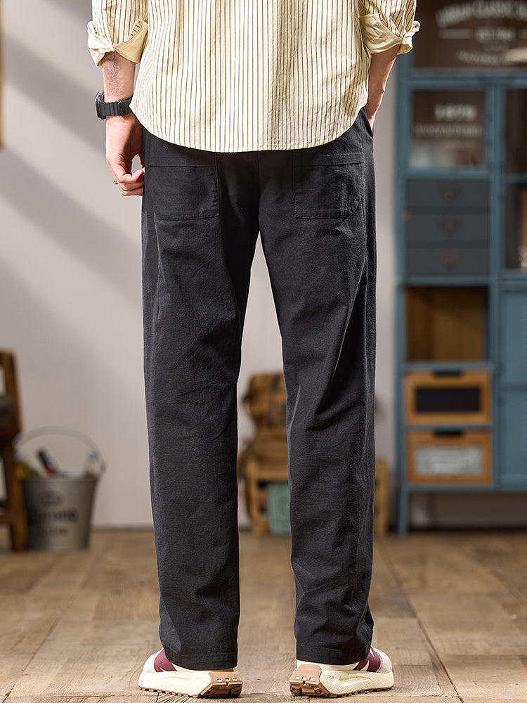 Men's Wide Leg Cotton Cargo Casual Pants