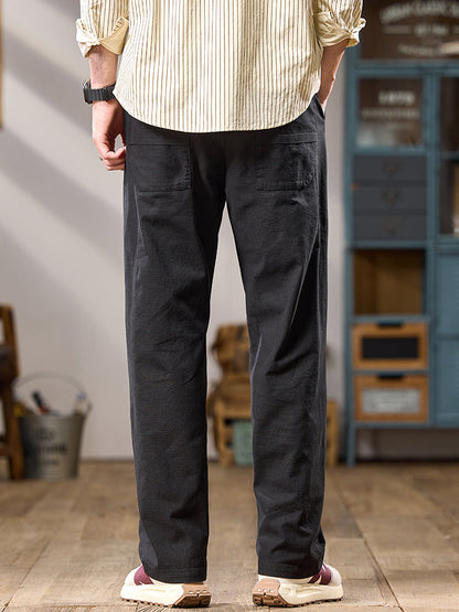 Men's Wide Leg Cotton Cargo Casual Pants