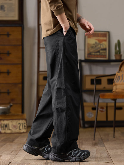 Pantalon décontracté homme coupe ample jambes larges en coton-nylon