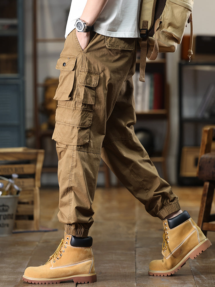 Pantalon cargo décontracté pour homme, multipoches et taille élastique
