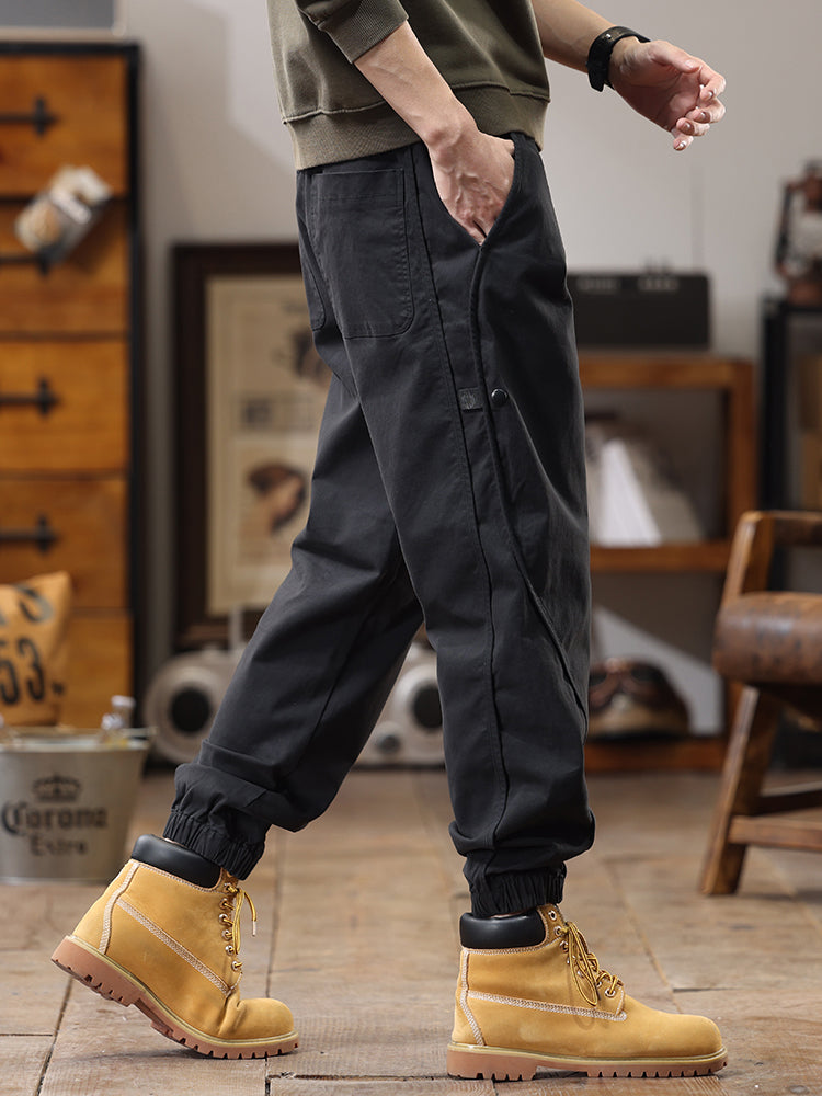 Pantaloni cargo da uomo casual con coulisse in vita
