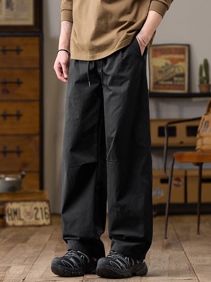 Pantalon décontracté homme coupe ample jambes larges en coton-nylon