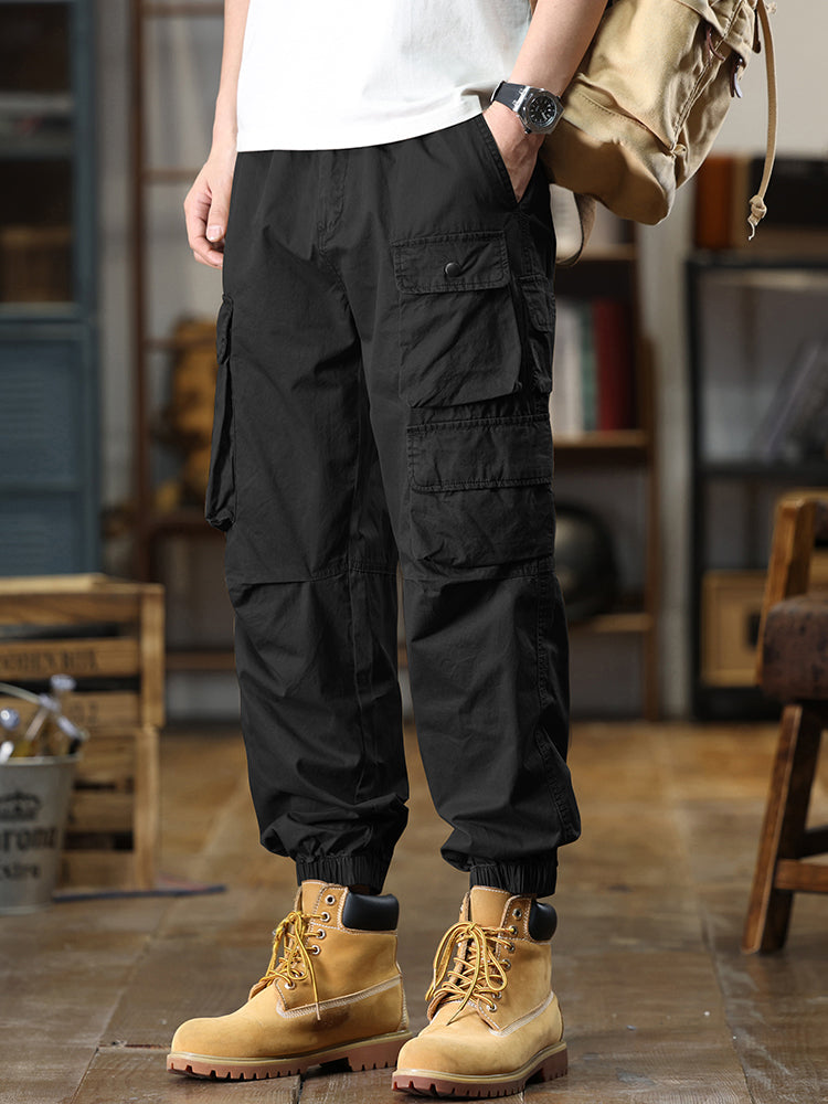 Pantalon cargo décontracté pour homme, multipoches et taille élastique