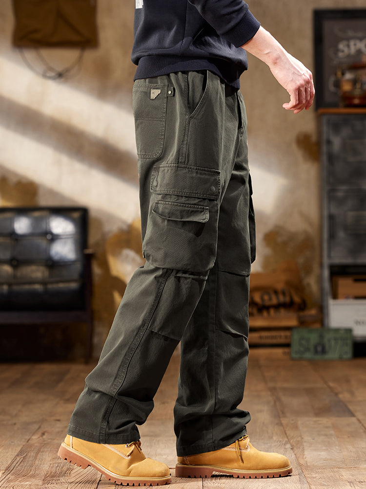 Vintage-inspirierte Cargohose mit mehreren Taschen und geradem Bein für Herren