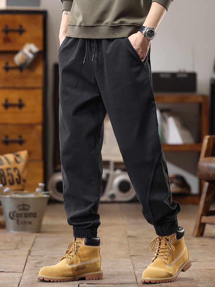 Pantaloni cargo da uomo casual con coulisse in vita