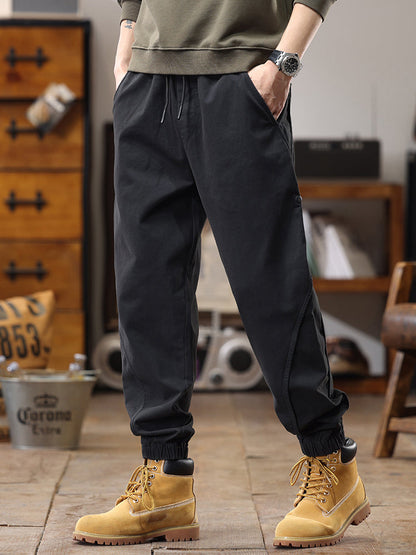 Pantaloni cargo da uomo casual con coulisse in vita