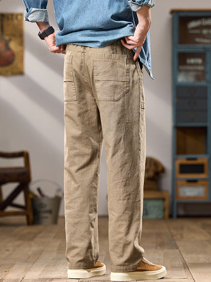 Men's Wide Leg Cotton Cargo Casual Pants