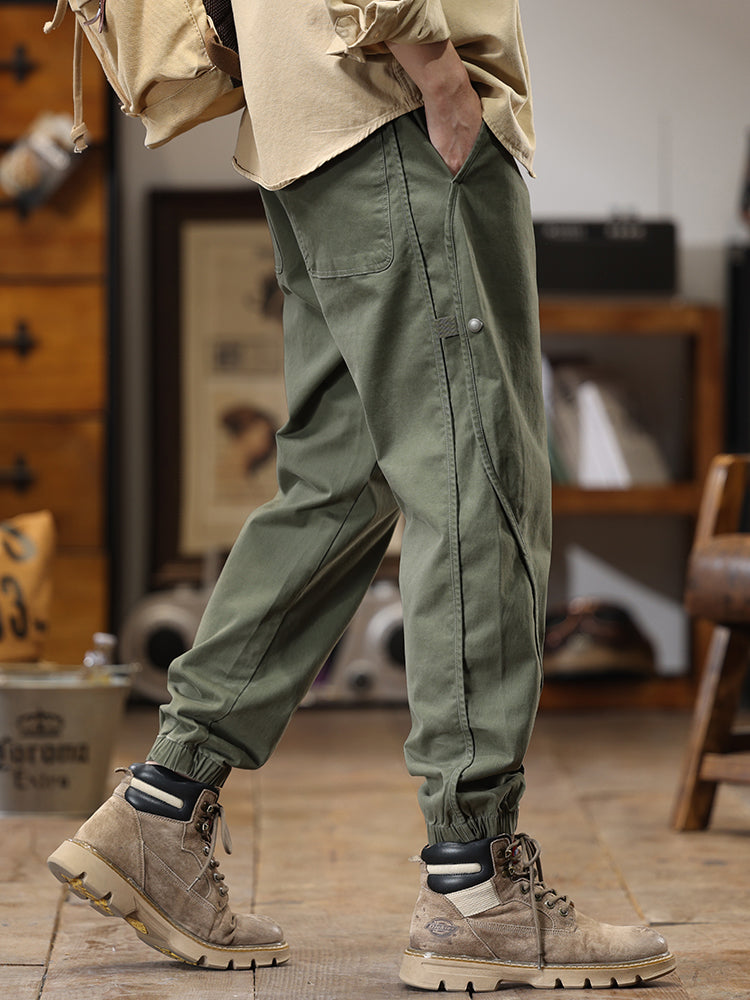 Pantaloni cargo da uomo casual con coulisse in vita