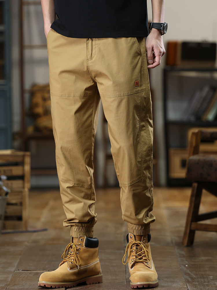 Men's Patch‑Label Elastic Cuff Tapered Cargo Pants