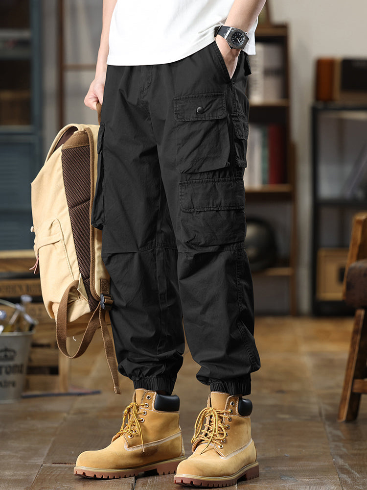 Pantalon cargo décontracté pour homme, multipoches et taille élastique