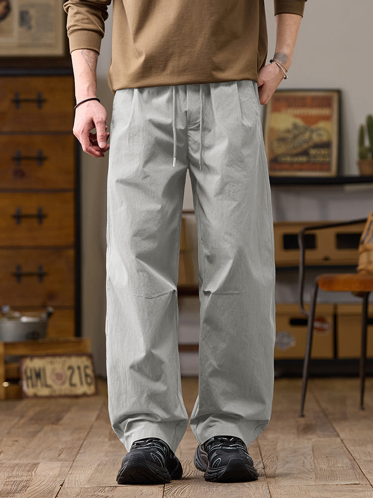 Pantaloni casual da uomo a gamba larga in cotone e nylon, vestibilità comoda