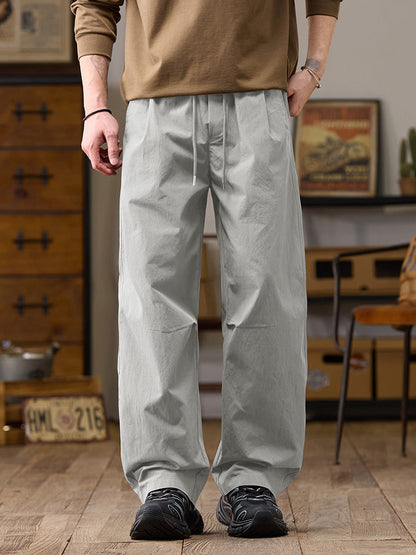 Pantalon décontracté homme coupe ample jambes larges en coton-nylon