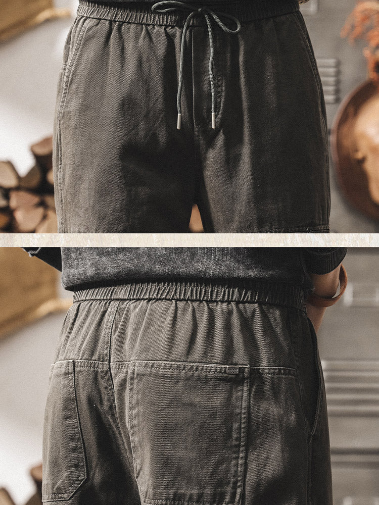 Pantalones para hombre de 100 % algodón con pernera ancha y cintura elástica