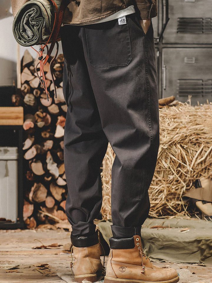 Pantaloni casual da uomo in 98% cotone e 2% elastan con vita a coulisse
