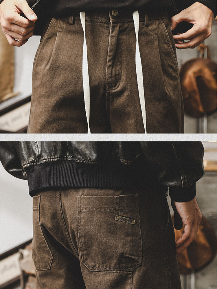 Herren Vintage‑Weitbein‑Baumwollhose
