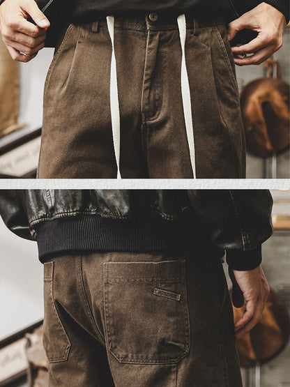 Herren Vintage‑Weitbein‑Baumwollhose