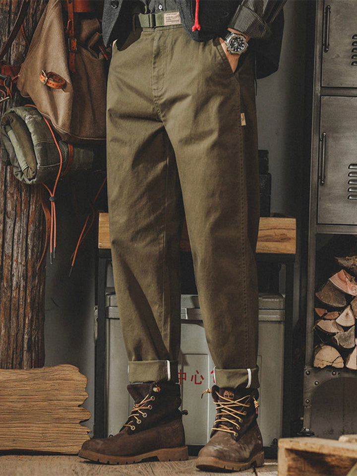 Vintage-inspirierte, gewaschene Chino-Hose für Herren mit schmal zulaufendem Bein