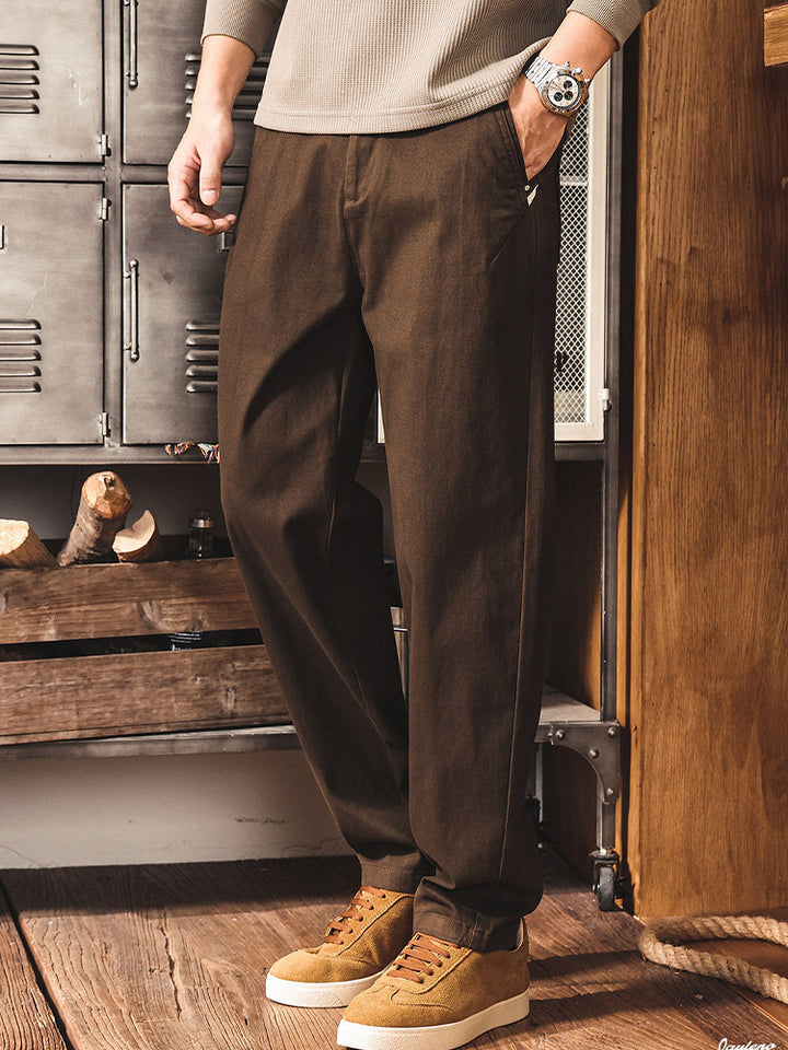 Herren Retro Workwear Chino-Hose aus Baumwolle mit elastischem Taillenbund