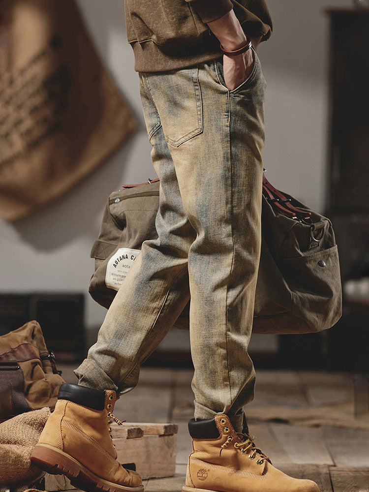 Herren Vintage Washed Slim‑Fit Jeans