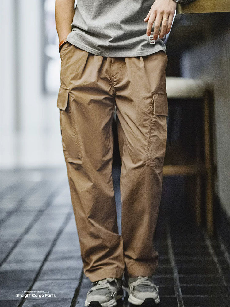 Herren Gerade‑Schnitt‑Cargohose aus Nylon mit Kordelbund