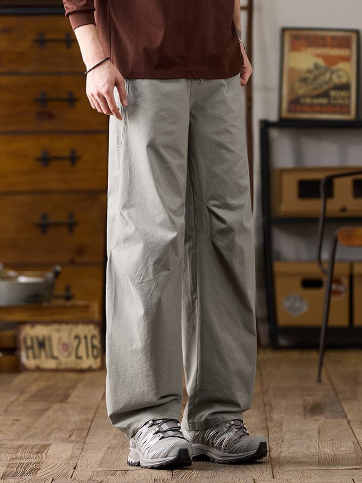Pantalones casuales de algodón de pierna ancha con cordón para hombre