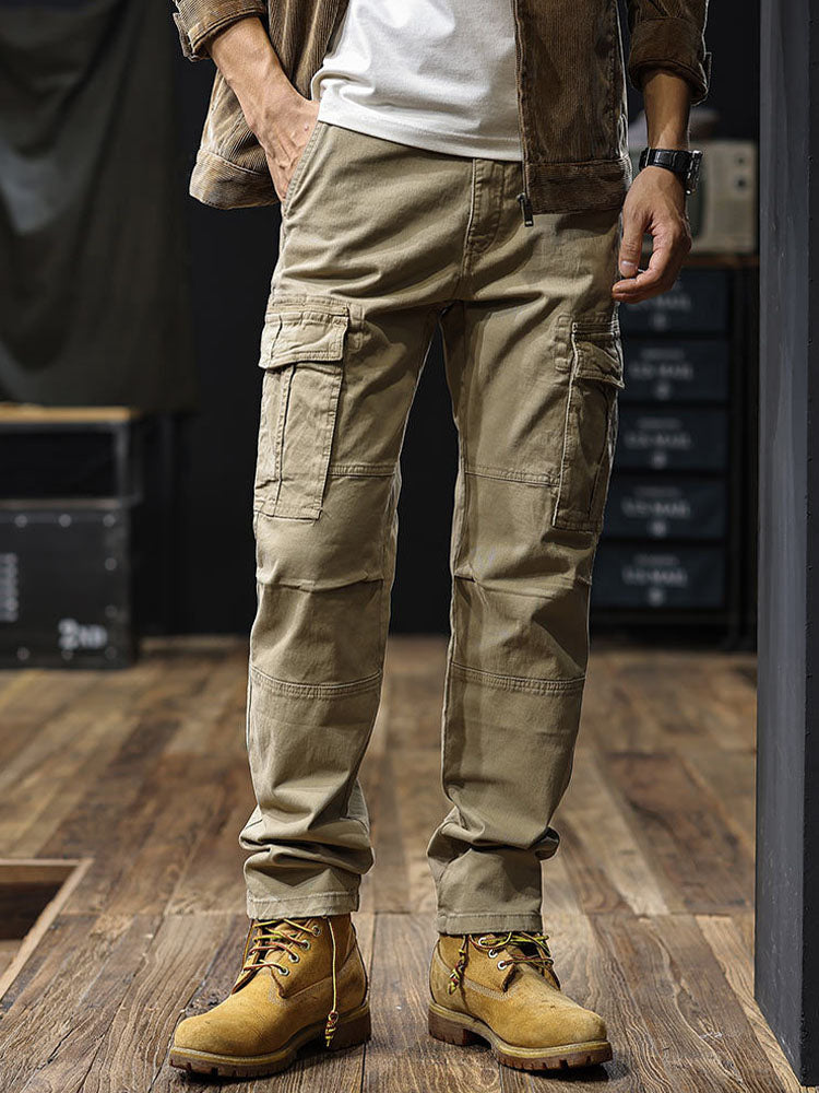 Pantalones cargo rectos para hombre con múltiples bolsillos
