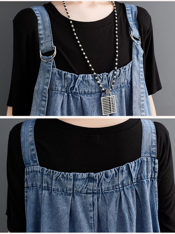 Vestido peto vaquero holgado para mujer