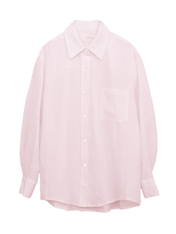 Chemise à manches longues en 100% lin avec poche poitrine