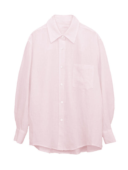 Chemise à manches longues en 100% lin avec poche poitrine