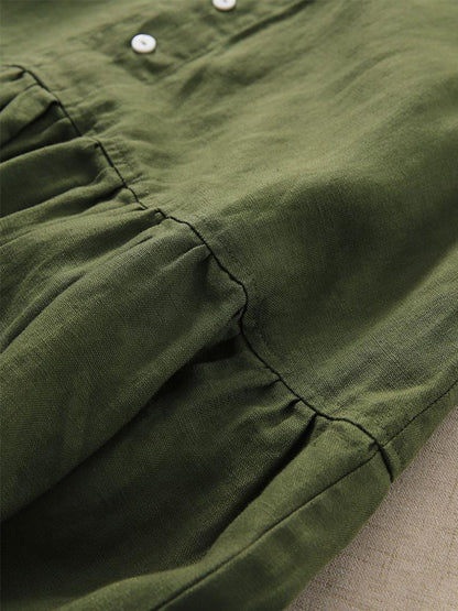 Robe sans manches en coton et lin à col en V