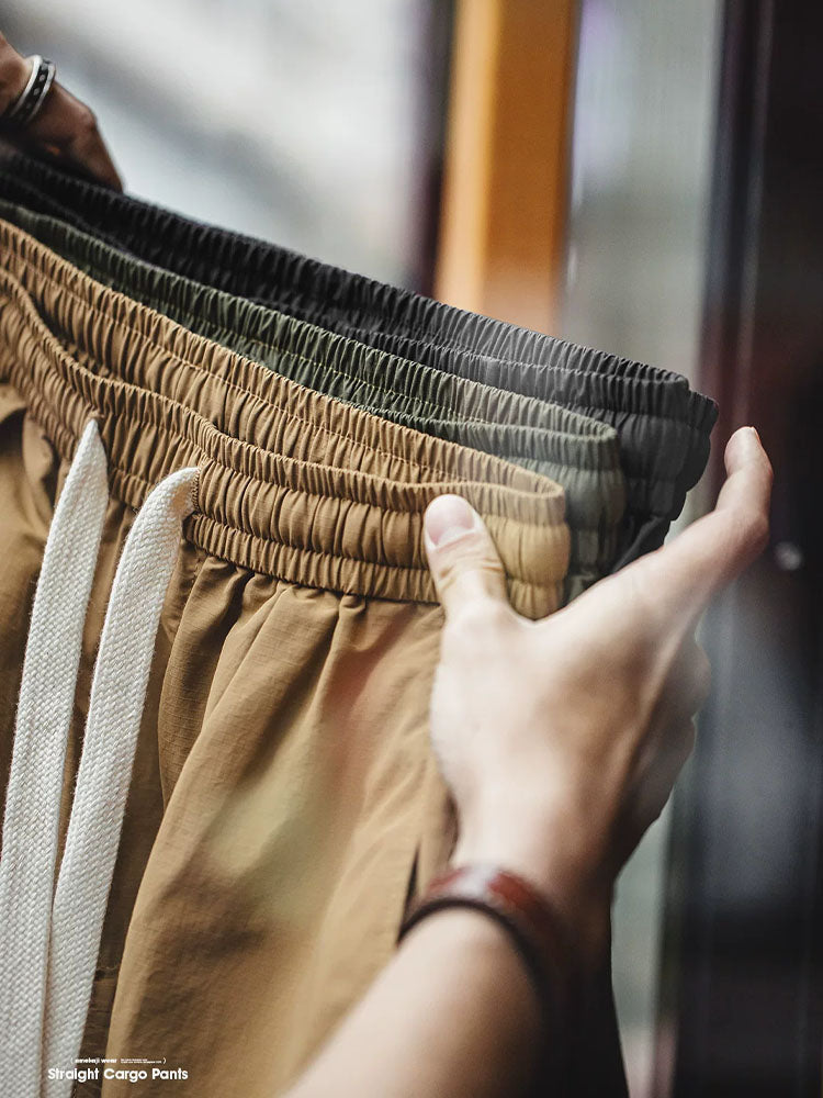 Herren Gerade‑Schnitt‑Cargohose aus Nylon mit Kordelbund