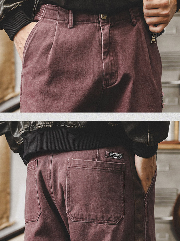 Pantalon décontracté vintage pour homme en 100 % coton avec bandes latérales contrastantes