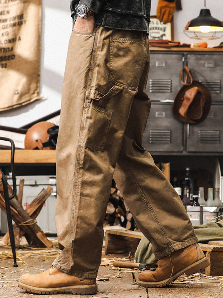 Herren Wide-Leg Hose aus 100 % Baumwolle, Retro-Cargo-Stil