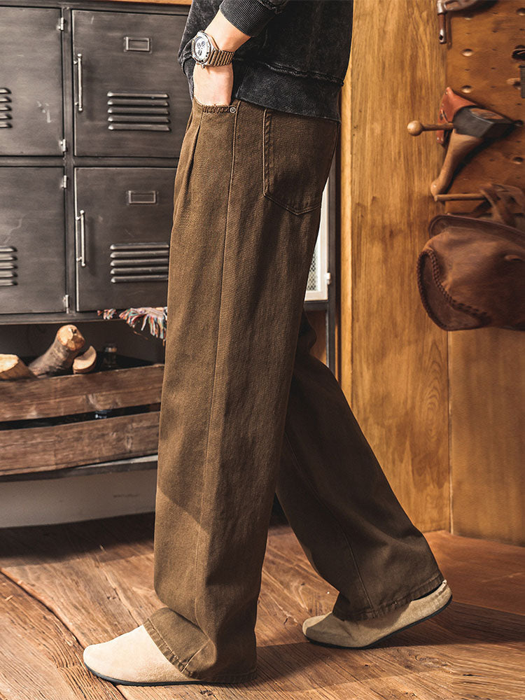 Herren‑Breitbein‑Arbeitshose aus Baumwolle Vintage‑Workwear‑Stil